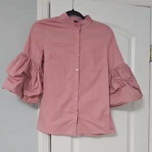 Elegant Mauve Blouse with Statement Sleeves